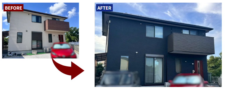 外壁のビフォーアフターの写真
